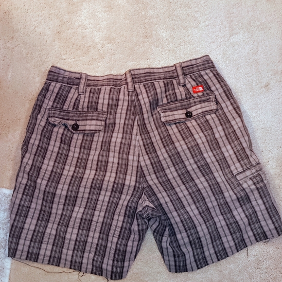 The North Face~Upcycled Brown Plaid Flat Front Shorts - Picture 2 of 12